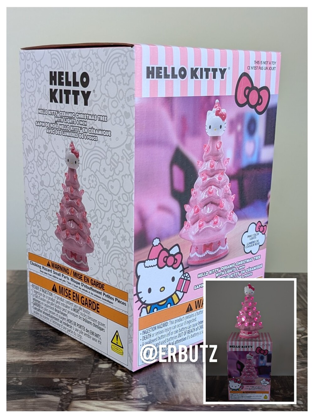 Hello Kitty Pink Ceramic Light Up Christmas Tree Tabletop Decor Figurine 🎄💡